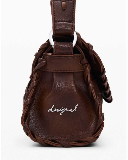 Desigual Brown Small Braided Bag
