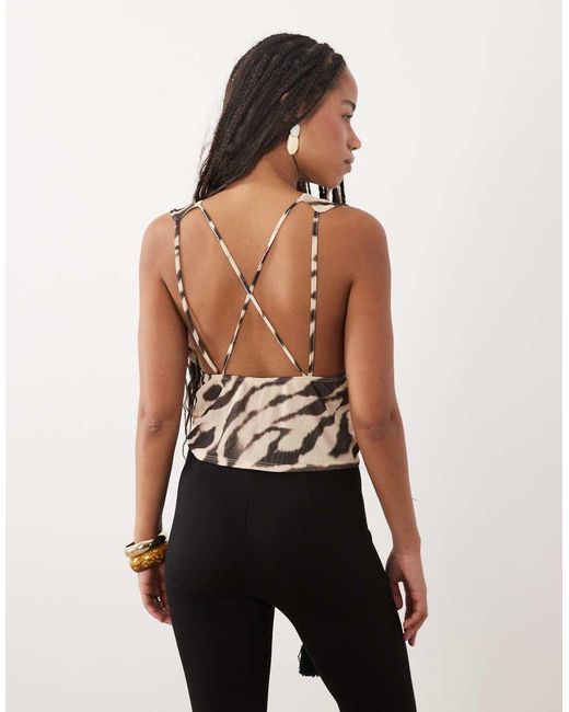 ASOS Multicolor Open Front Tie Waist Top