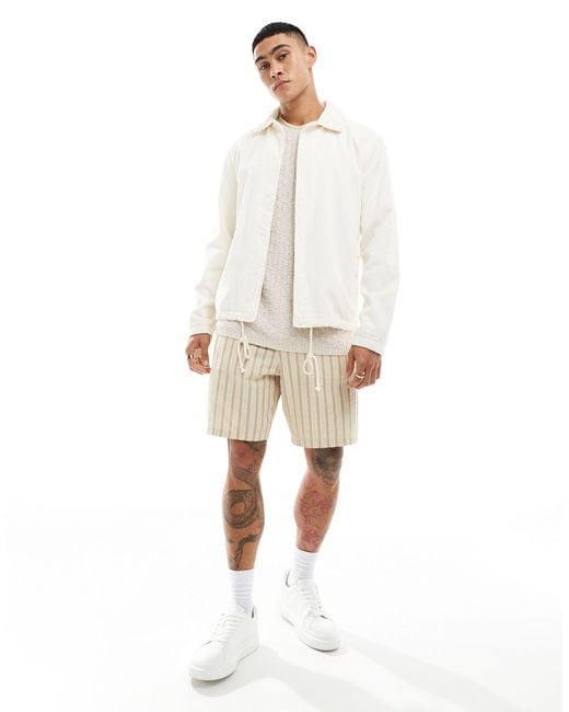 Hollister White Cord Coach Jacket for men