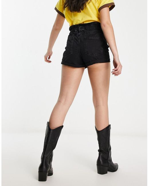 ONLY White Cuba Paperbag Denim Shorts