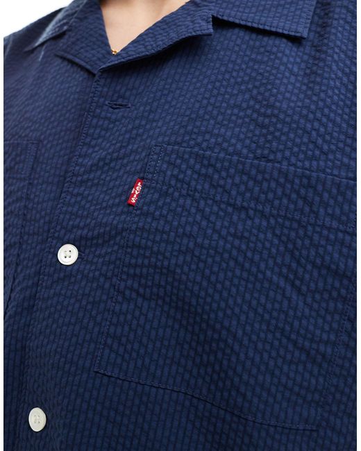 Levi's Blue Camp Seersucker Shirt With Revere Collar for men