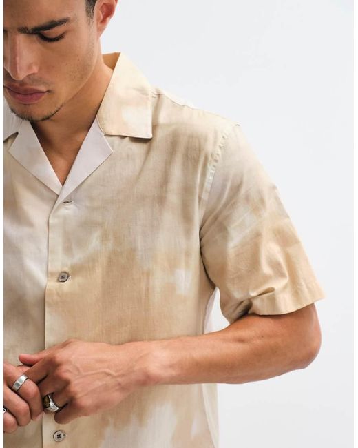 Mango Natural 100% Cotton Relaxed Fit Tie Dye Print Short Sleeve Shirt for men