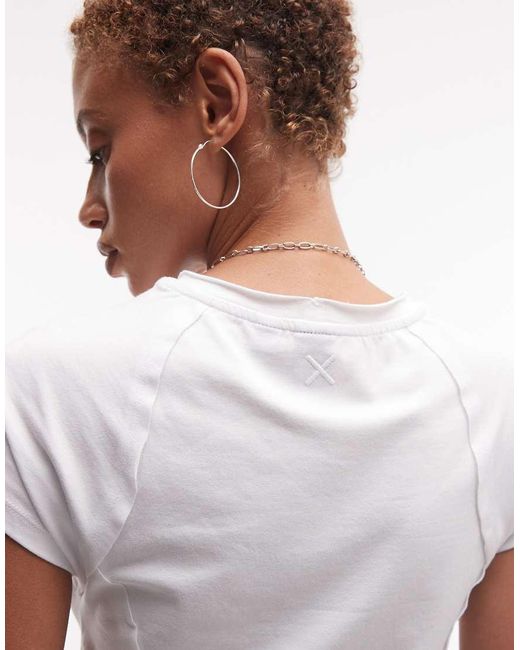 Collusion White Exposed Seam Detail Raglan Top