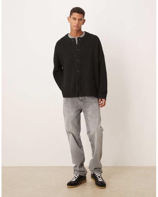 ASOS Blue Super Oversized Knitted Crew Neck Cardigan for men