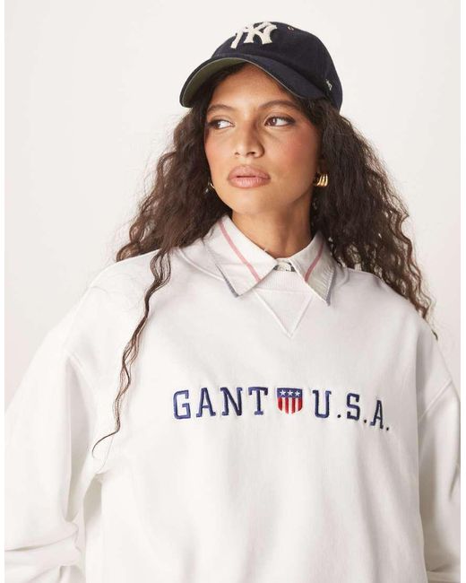 Gant White Shield Usa Logo Sweatshirt