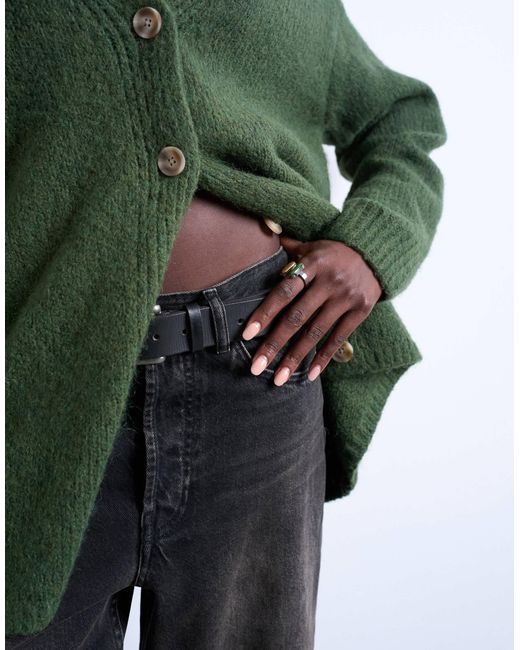 TOPSHOP Green Knitted Oversized Boyfriend Longline Easy Cardigan