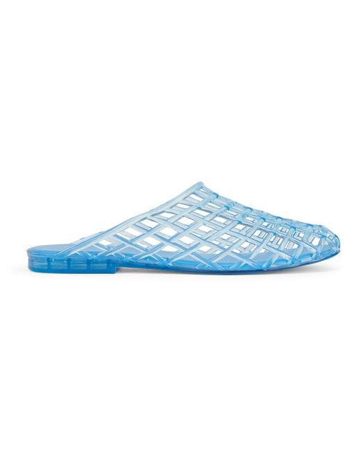 SEQWL Blue Jelly Mule Sandals Mesh Style Slip On Cage Cut-Outs Slides