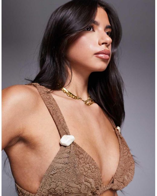 ASOS Brown Riley Resin Triangle Bikini Top