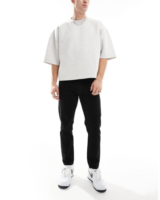 Don't Think Twice White Dtt Rigid Cropped Tapered Fit Jeans for men