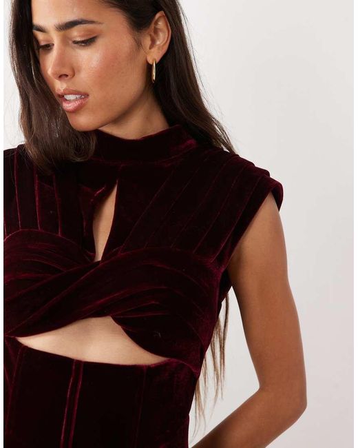 ASOS Velvet Ruched Bust Structured Mini Dress
