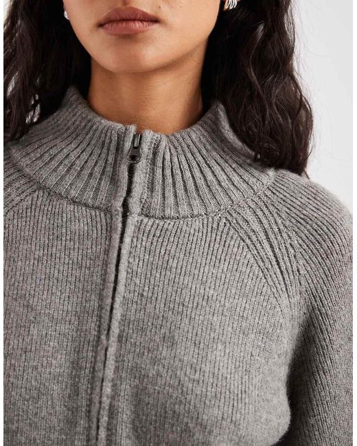 Free People Gray On It Half Zip Sweater