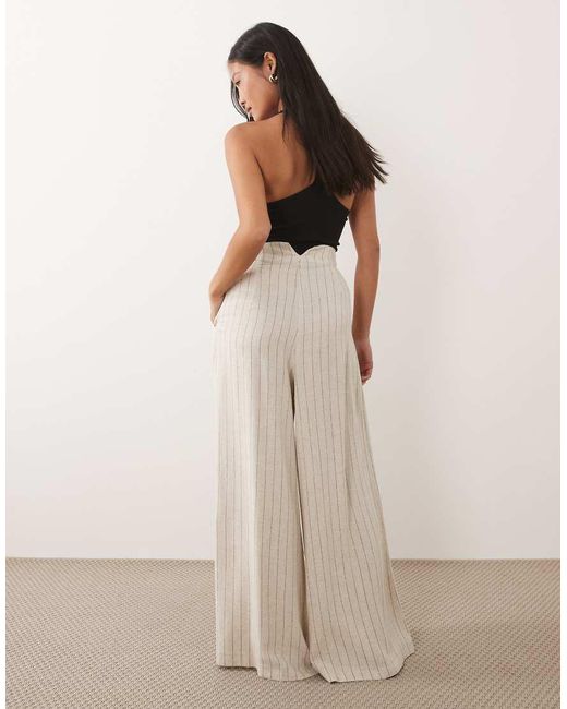 Miss Selfridge Natural Tailored Linen Look Palazzo Pants