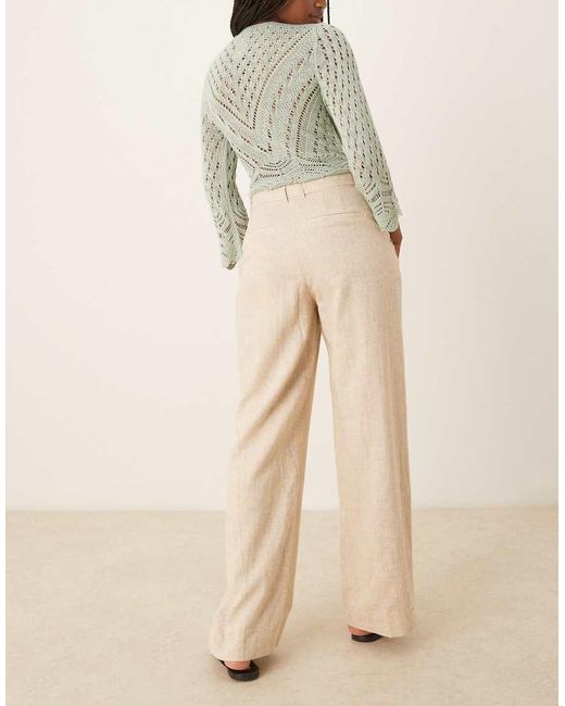 Abercrombie & Fitch Natural Curve Love Linen High Rise Tailored Trousers