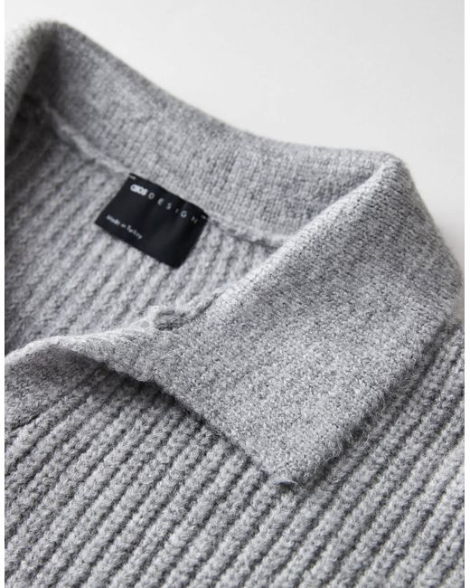 Pull ultra-oversize coupe carrée en maille à côtes anglaises avec col cranté ASOS pour homme en coloris Gray