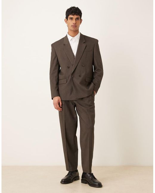 ASOS Gray Relaxed Square Shoulder Suit Jacket for men