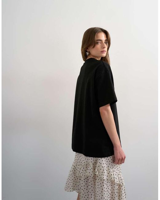TOPSHOP Black Premium Interlock Oversized Tee