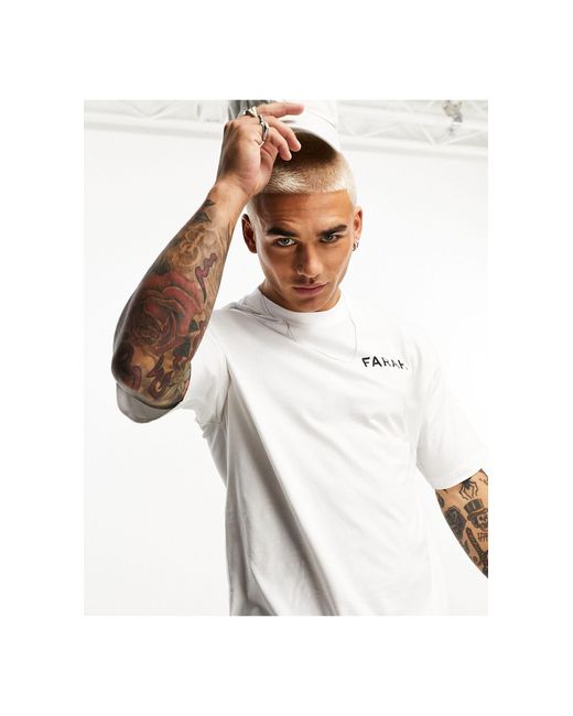 Farah White Kiddus Stetch Graphics Back Print Relaxed Fit T-shirt for men
