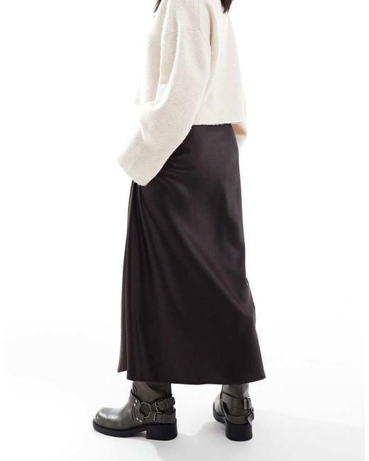 Vero Moda White Satin Bias Midi Skirt