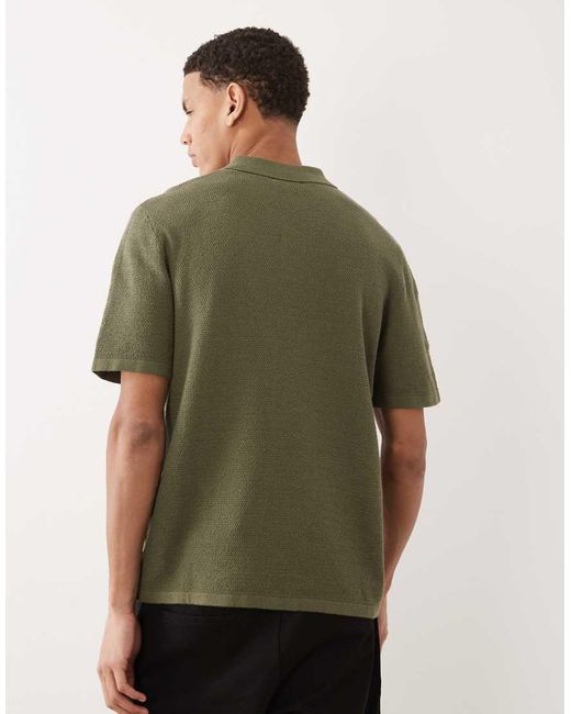 Jack & Jones Green Knit Polo Shirt With Short Sleeves for men