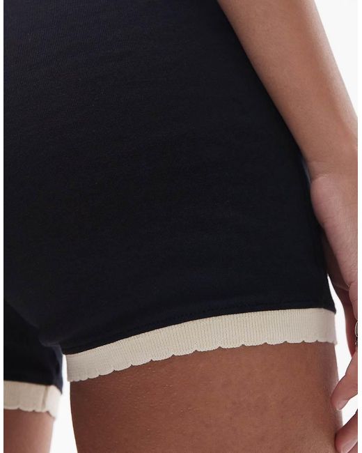 TOPSHOP White Co Ord Contrast Frill Edge Shorts