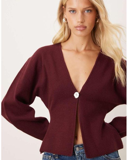 Gina Tricot Purple Sculpt Shaped Knitted Cardigan