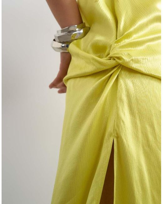 TOPSHOP White Satin Sleeveless Knot Side Maxi Dress