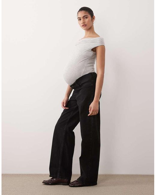 ASOS White Asos Design Maternity Wide Leg Dad Jeans