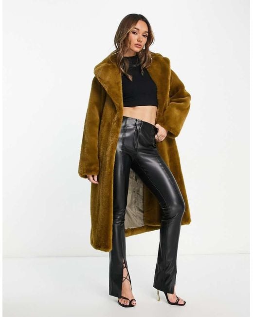 Mango Brown Faux Fur Coat