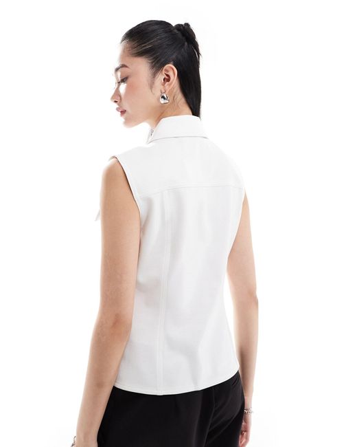 Calvin Klein White Sheen Milano Sleeveless Shirt
