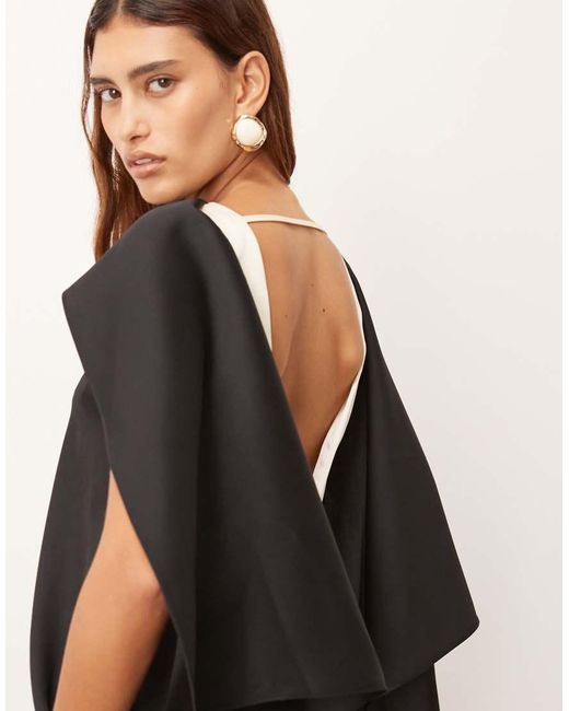 ARRANGE Natural Scarf Neck Square Cut Column Midi Dress