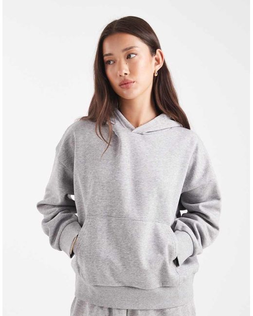 Sudadera Gris Jaspeado Extragrande Con Capucha E Interior Afelpado De ASOS de color White