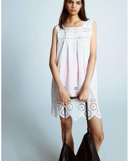 TOPSHOP Sleeper Mini Dress With Embroidered Detail in Blue | Lyst