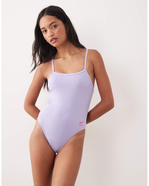 Speedo Purple Solid V-Back 2.0 Swimsuit