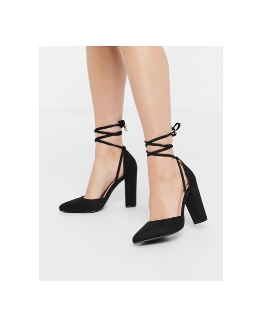 Scarpe allacciate alla caviglia nere con tacco di Glamorous in Nero | Lyst