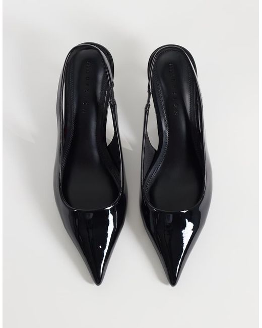 Asos Design Wide Fit Blue Signature Kitten Heeled Shoes