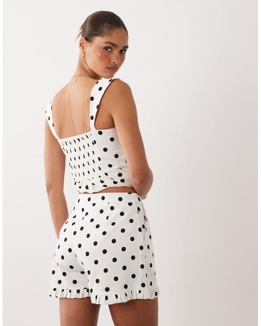 Nobody's Child White Linen And Cotton Blend Ruffle Hem Shorts Co-ord