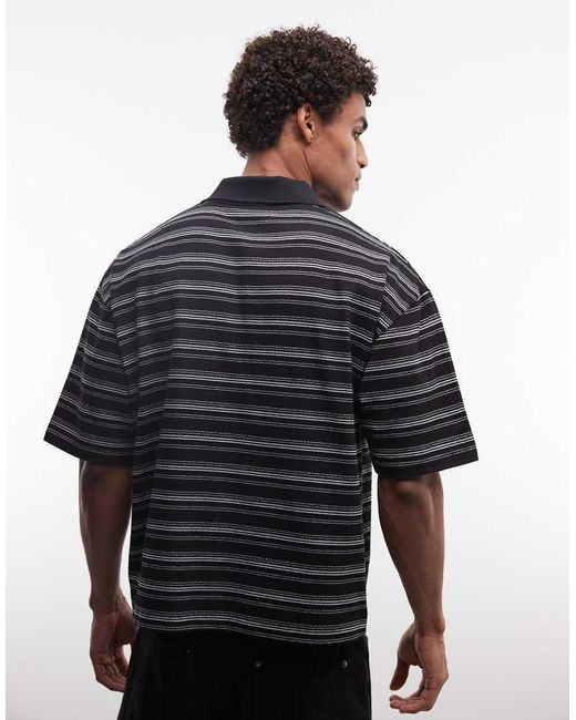 ASOS Black Heavyweight Boxy Oversized Polo for men
