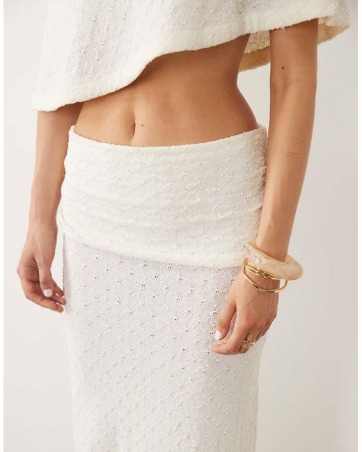 Aria Cove Natural Fine Knit Fold Over Beach Maxi Skirt