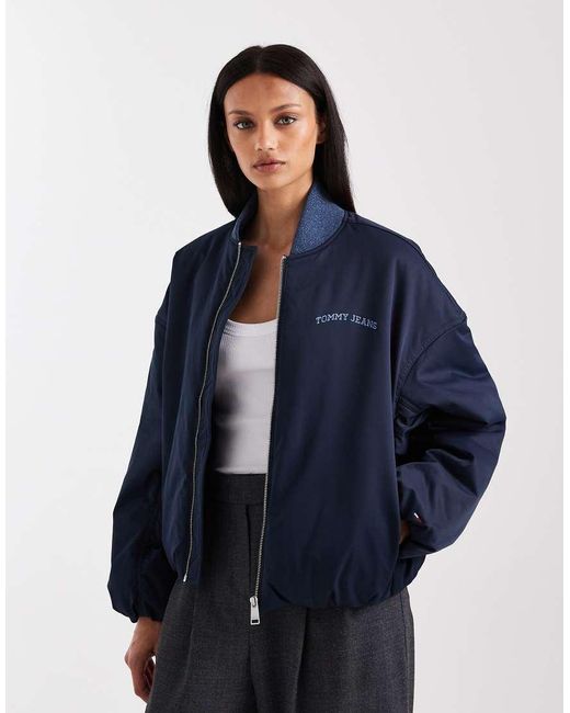 Tommy Hilfiger Blue Nylon Bomber Jacket