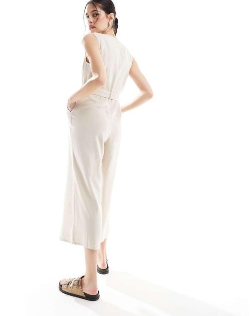 Threadbare White Isabella Linen Blend Jumpsuit