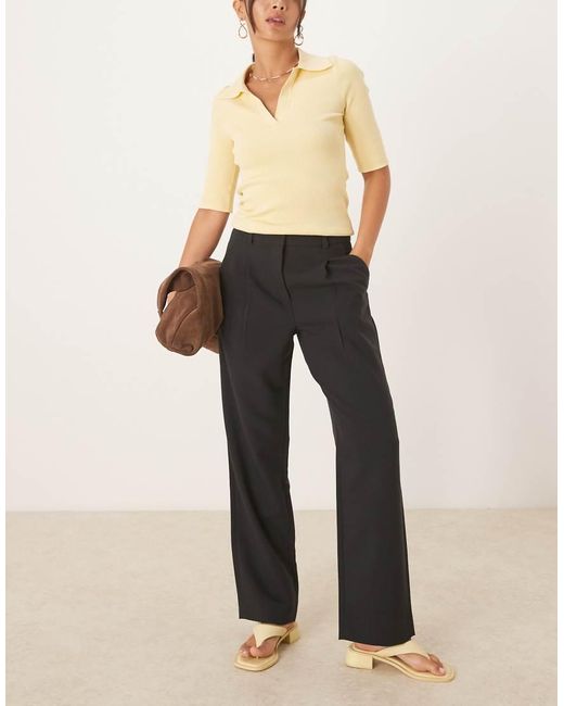 Abercrombie & Fitch Broek Met Hoge Taille En Rechte Pijpen in het Natural