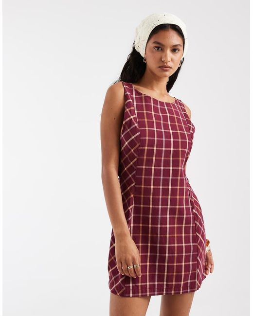 Free People Red Atlas Plaid Mini Dress