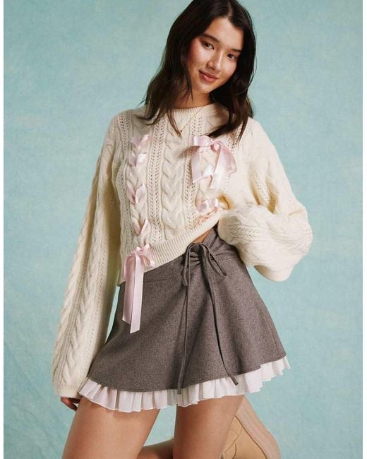 Miss Selfridge Gray Tailored Ruffle Hem Mini Skirt