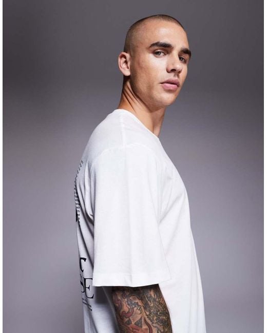 T-Shirt Oversize Bianca Con Stampa Sul Retro di ADPT in Gray da Uomo
