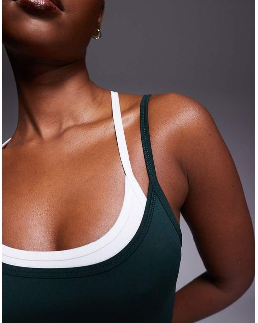 Reggiseno Sportivo Tecnico A Doppio Strato Per Padel Color Pino E Bianco A Sostegno Leggero di 4505 in Blue