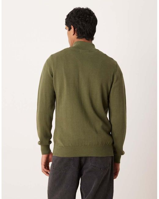 Barbour Green Cotton Half Zip Knitted Jumper for men