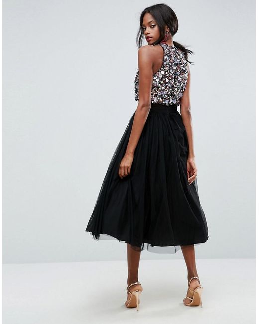 ASOS Cluster Embellished Crop Top Tulle 