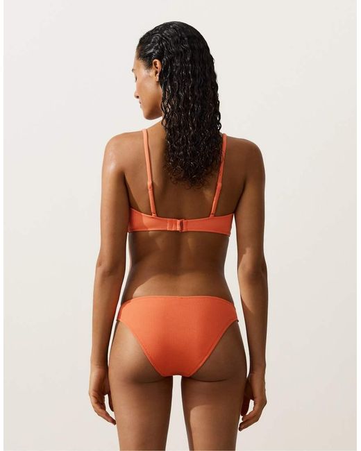 Oysho Orange Piqué Triangle Bikini Top