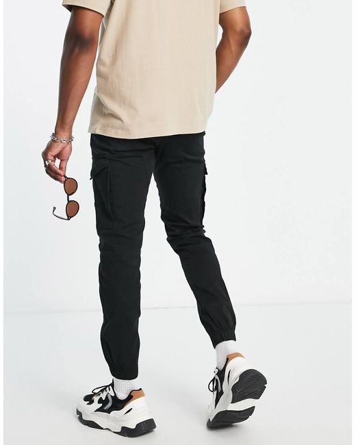 Jack & Jones Black Intelligence Cuffed Cargo Trouser for men