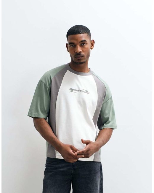 ASOS White Boxy Oversized Cut And Sew T-Shirt With Chest Graphic for men